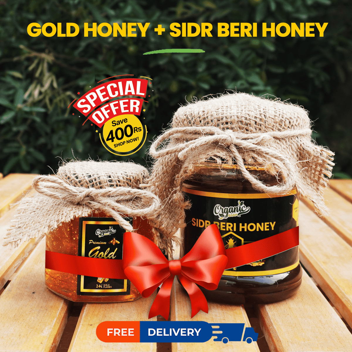 Gold Honey + Sidr Beri Honey x 650gm (Bundle of 2)